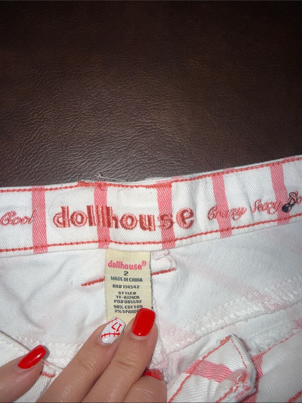 Dollhouse White Shorts with Pink Vertical Stripes - Picture 3 of 3